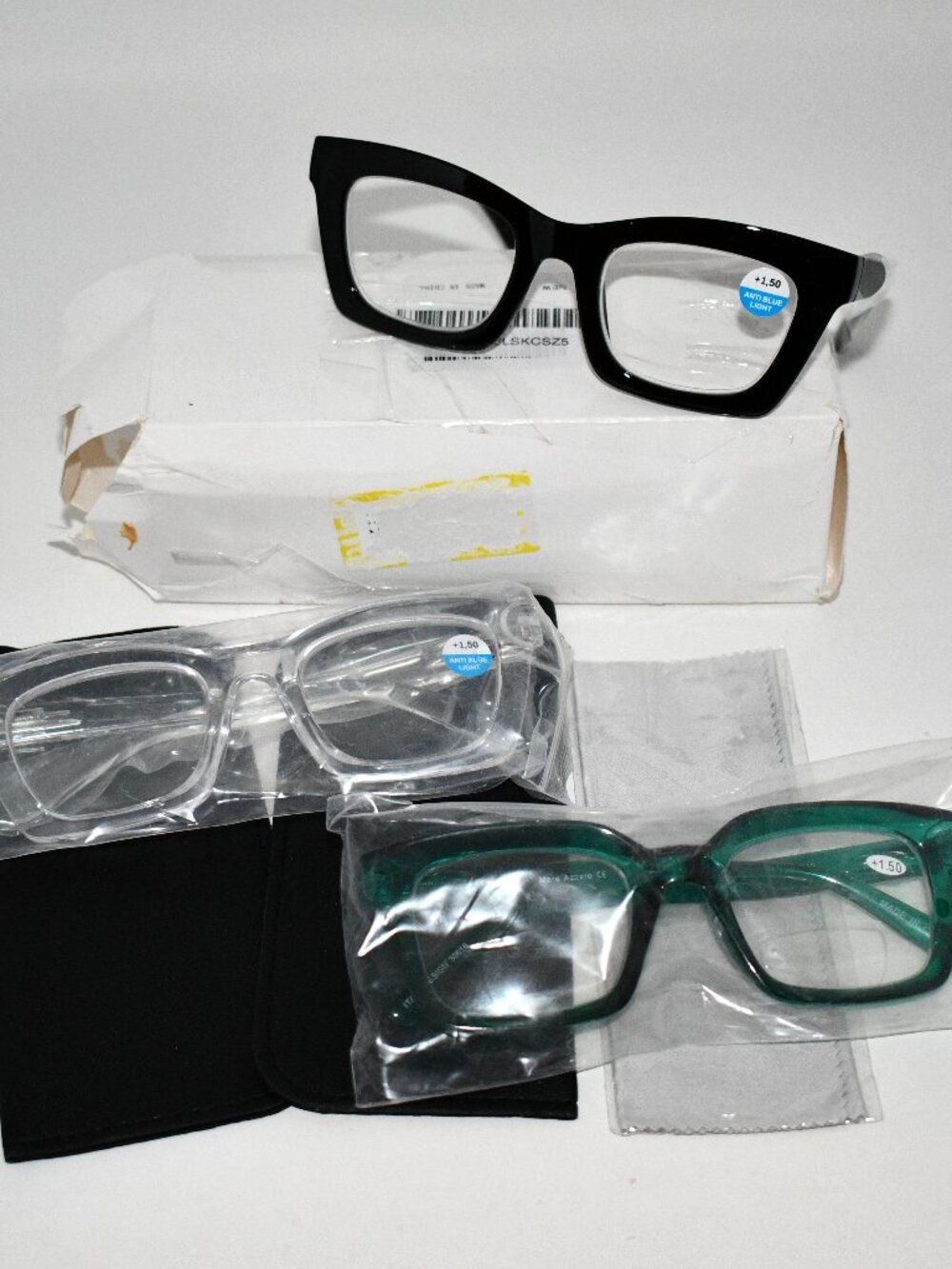 REAVEE 3 Pack Reading Glasses +1.50 Blue Light Blocking Oversized Square Readers